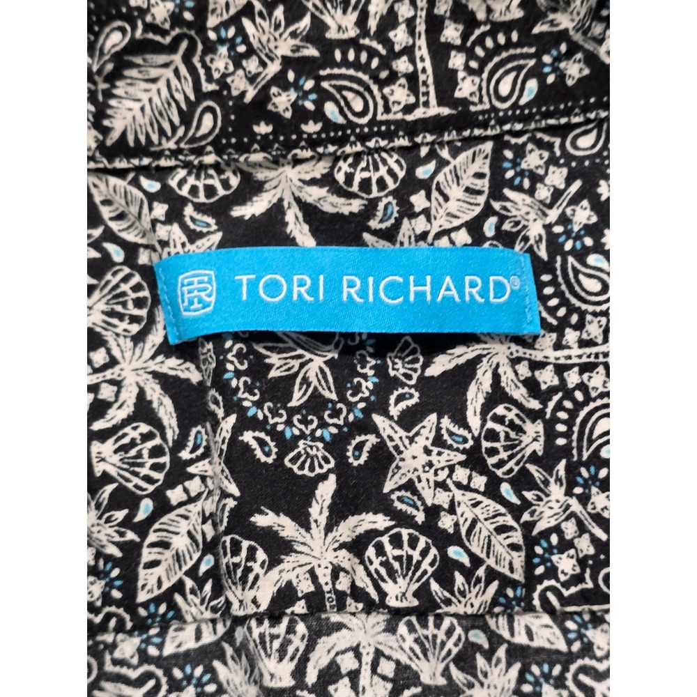 Tori Richard Mens L 100% Cotton Lawn Shirt Hawaii Geometric Tropical Palm Shell - Picture 3 of 10